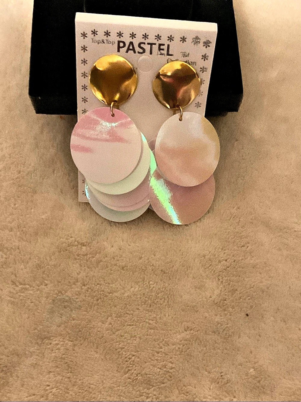 Pastel Layered Disc Earrings in Pink & Gold NWT